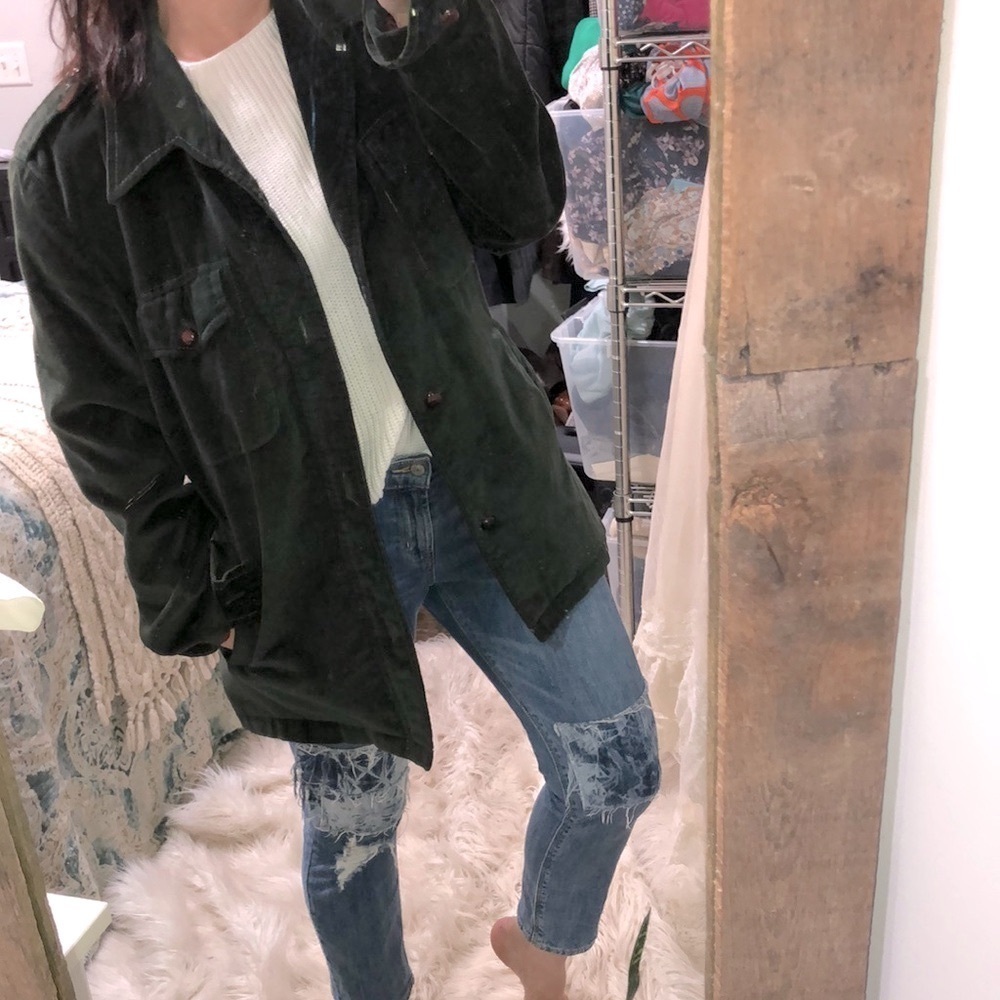 Hathaway Otherwear vintage green corduroy shirt jacket shacket size 42